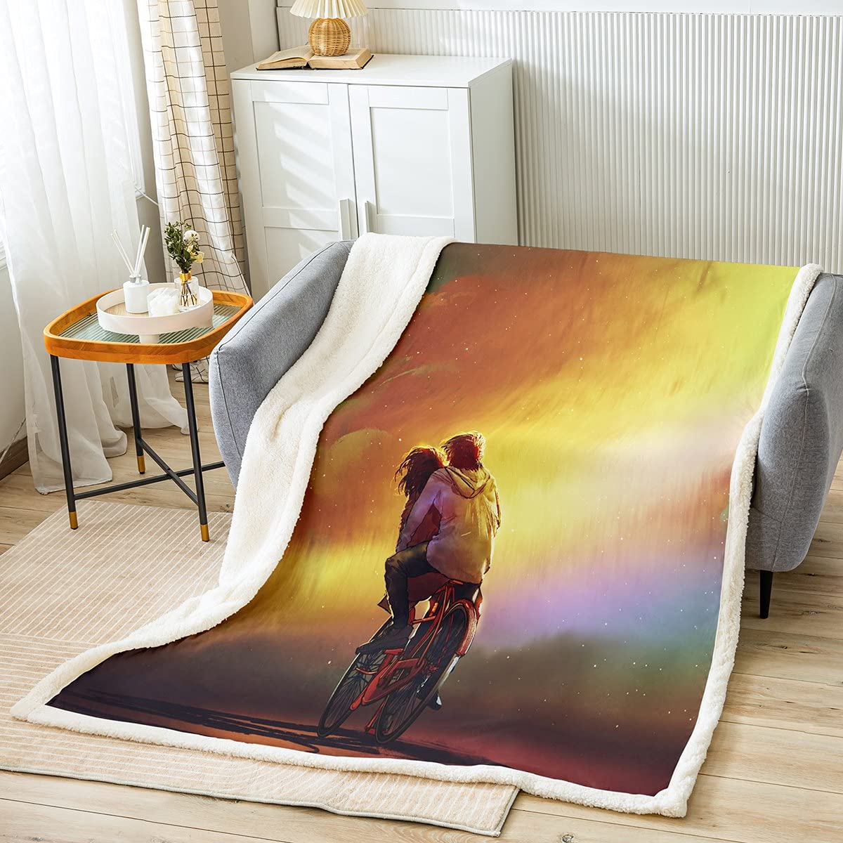 Couverture nuit ciel coloré nébuleuse pour célébrer l'amour et le confort à deux