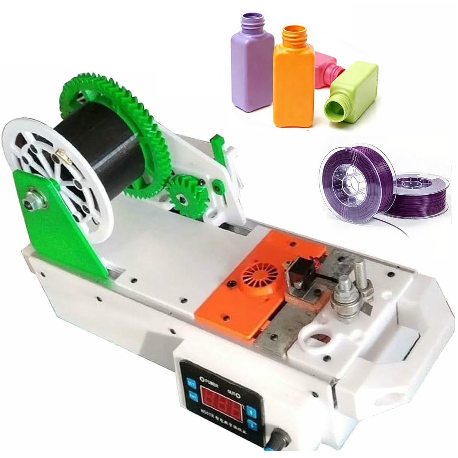 Impresora 3D De Escritorio con Filamento Reciclado para Fabricar Filamento Pet,Extrusora con Pantalla Digital,Temperatura Y Velocidad Ajustables,para Familias Y Aficionados Al Bricolaje A