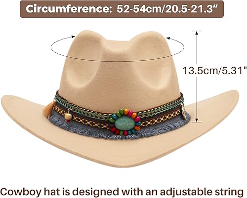 Miniatura 2 de SAJUZEN Sombrero de vaquero para niños con bandana, sombrero de vaquero para bebé con cinturón de borlas, sombrero de vaquera para niñas