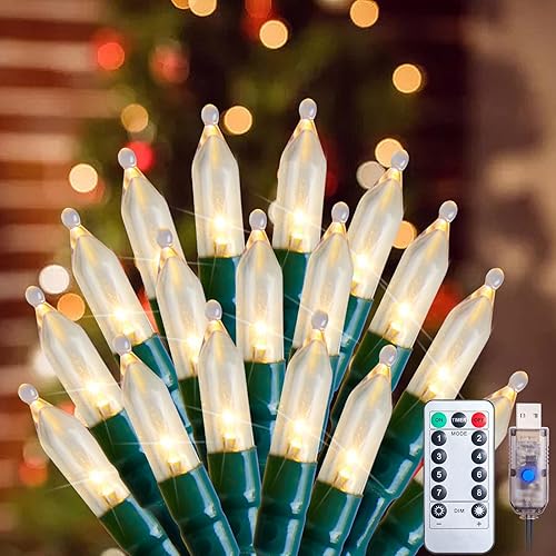 Minetom LED Christmas Lights - 39 Feet 100 LED Mini String Lights with Remote, USB Operated Christmas Tree Lights for Indoor Garland Wreath Home Garden Holiday Party Decor（Adapter not Included）