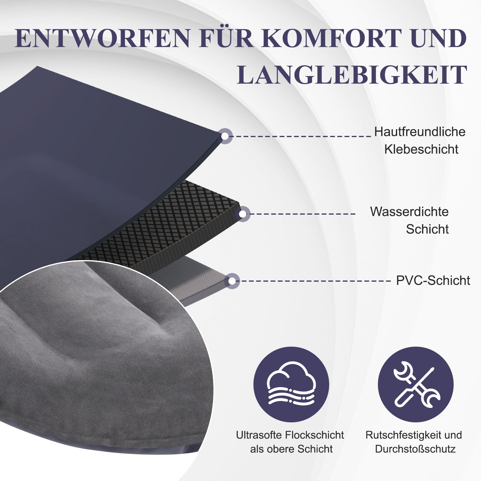 KMZ Aufblasbare Luftmatratze mit eingebauter Elektropumpe – Selbstaufblasende/Entlüftbare Matratze in 90 Sekunden – Flockbeschichtete Auto-Luftmatratze mit Tragetasche für Reisen und Camping | KMZ Aufblasbare Luftmatratze mit integrierter Pumpe für Campin