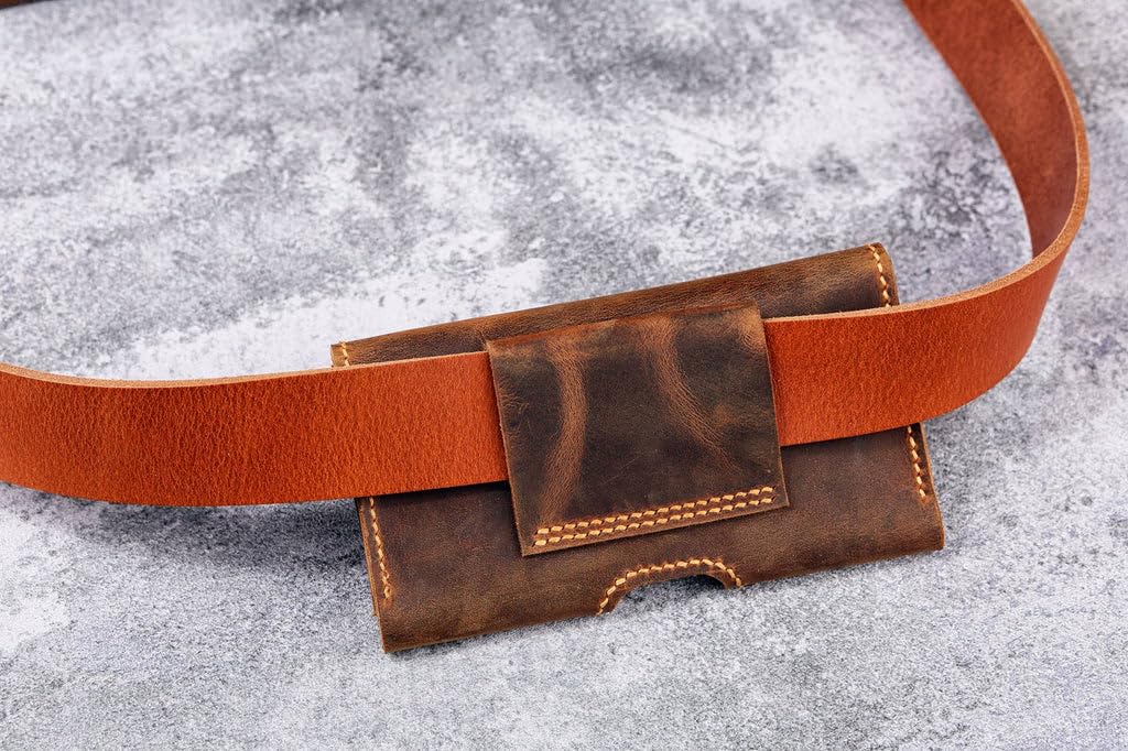 Amazon.co.jp: ハンドメイド レザーベルトケース 横型