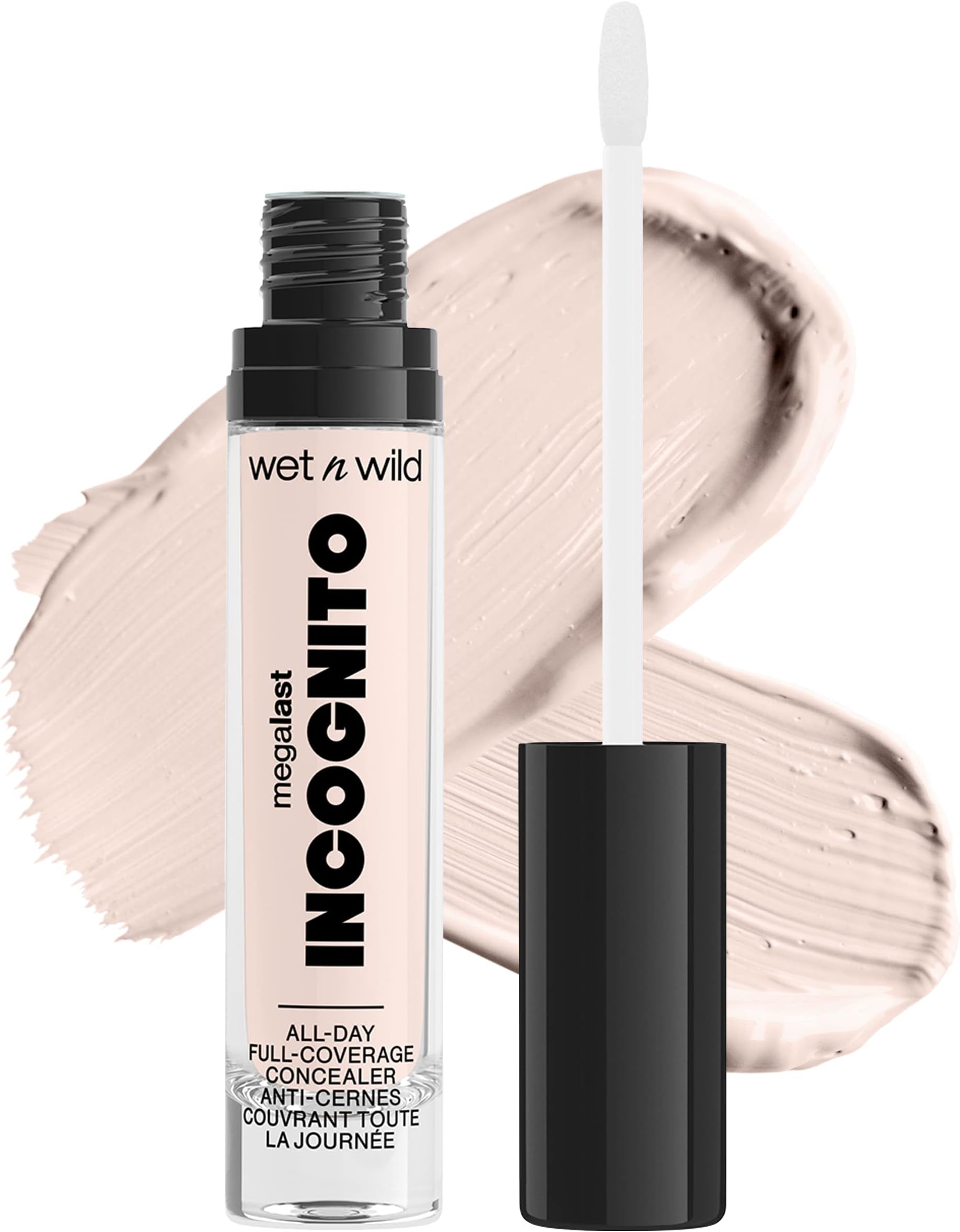 Megalast Incognito Full-Coverage Concealer, Seamless and Richly Pigmented, Buidable Medium-to-Full Coverage, Matte Finish, Nourishing and Hydrating Formula, with Shea Butter, Fair Beige