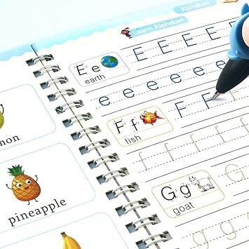 Reusable Handwriting Practice Books | Preschool Activity Book | Magic Calligraphy Set | Grooved Writing Workbook with Pen | Learning & Tracing for Kids