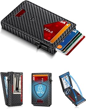 Wallet for Men, Slim Minimalist Wallet with Money Clip & ID Window, RFID Blocking Pop Up Credit Card Holder, Smart Aluminum Mens Wallet Holds 9-13 Cards, Front Pocket Bifold, Birthday Gifts for Men