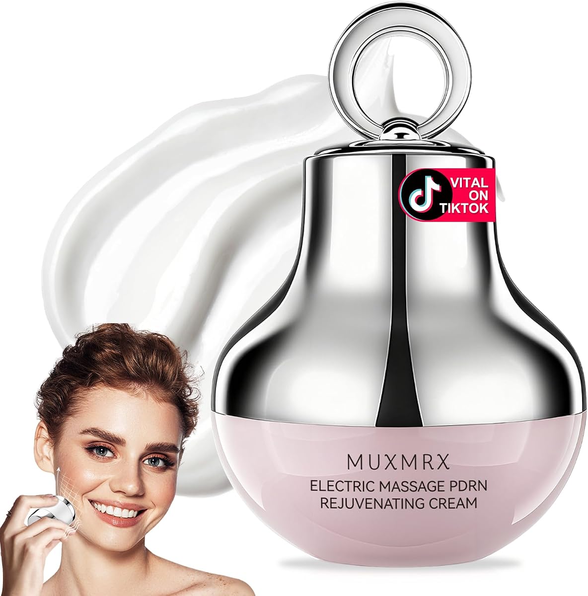 Crema facial reafirmante PDRN de masaje eléctrico, 1000 ppm PDRN Salmon DNA hidratante facial con colágeno, ácido hialurónico y niacinamida, reafirma, hidratante brillante, antienvejecimiento y arrugas, cuidado de la piel coreano 1.76 oz