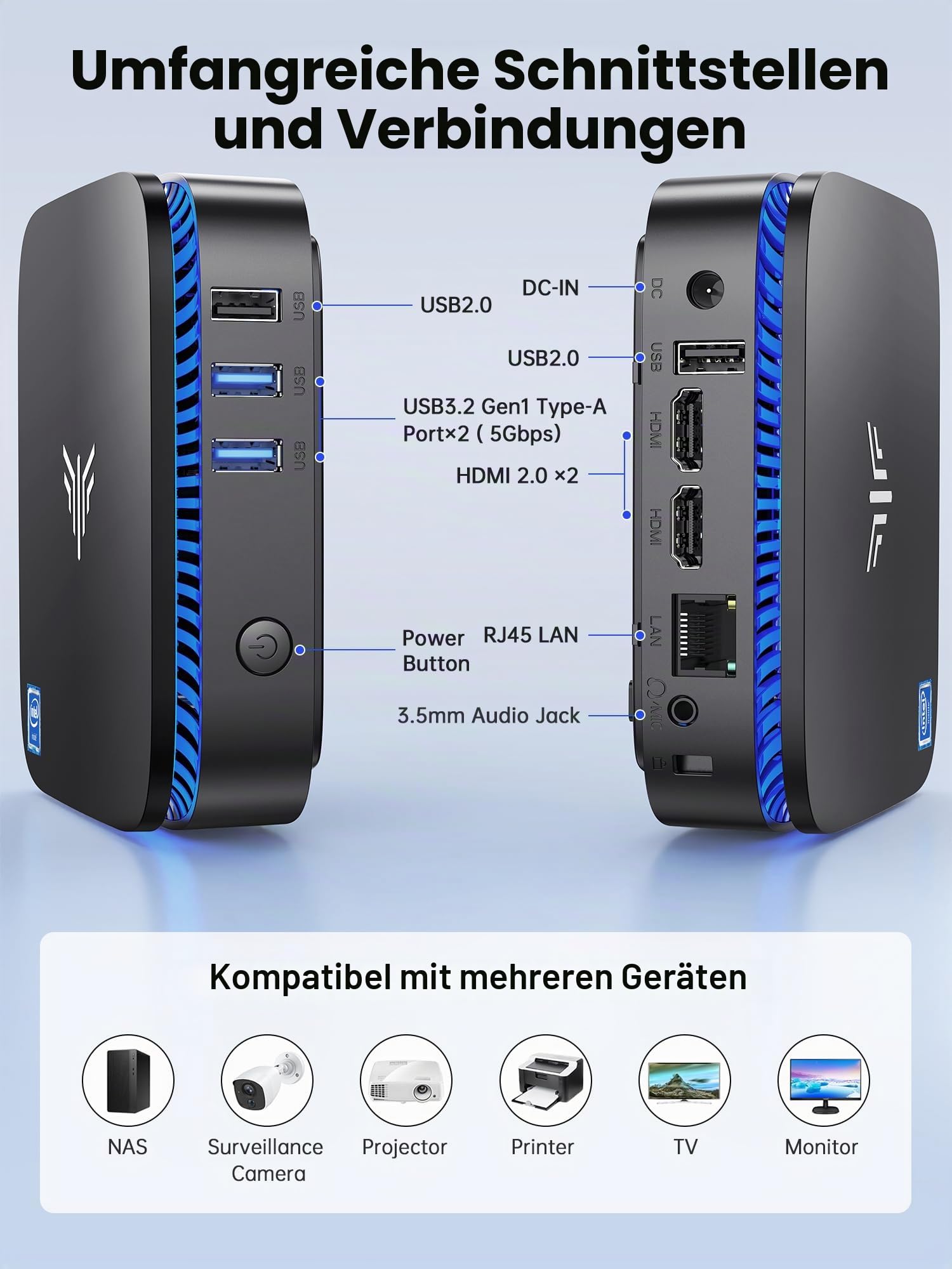 ACEMAGICIAN Mini PC Intel Pentium N5030 3,1 GHz 12GB LPDDR4 256GB M.2 SSD W11 Pro Micro Desktop Computer, 4K UHD 2× HDMI, WiFi 5, BT 4.2, Gigabit LAN für Büro, Business, Heimkino & Homeoffice