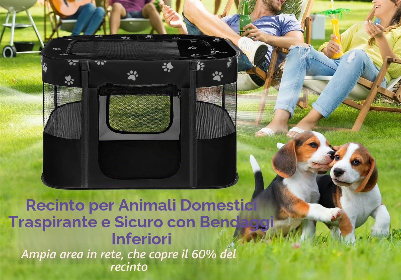 Recinzione portatile per animali domestici, 90 x 70 x 60 cm, pieghevole, rettangolare, per sala di consegna, cuccia per gatti e cuccioli, tenda chiusa per animali domestici (Nero)