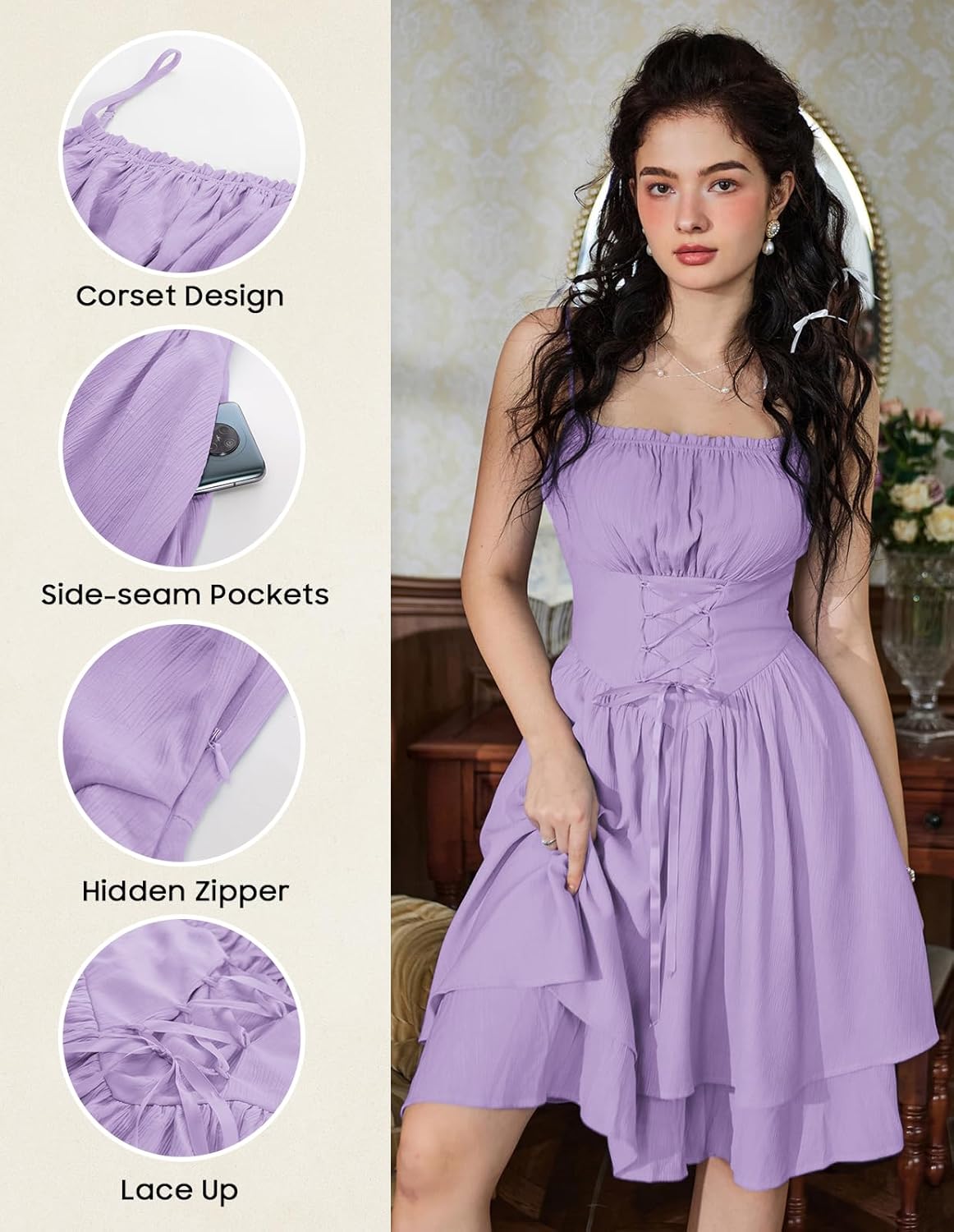 Scarlet Darkness Corset Mini Dress for Women Teens Fairy Chiffon Sundress Graduation Dresses - Image 4