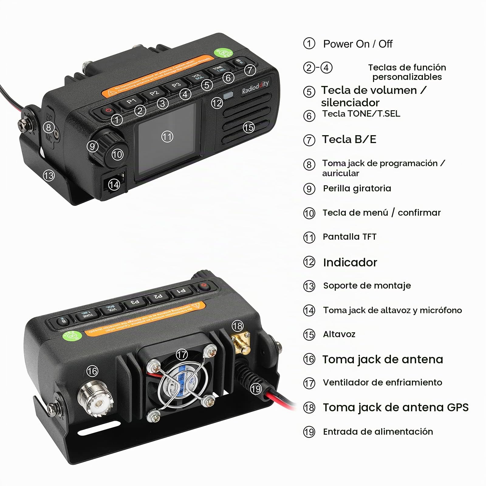Radioddity DB25-D Radio móvil DMR de Doble Banda, transceptor Digital VHF UHF de 20 W con GPS APRS, 4000 Canales 30.000 contactos, Radio de Coche de vehículo de Nivel II con Ranura de Tiempo Dual