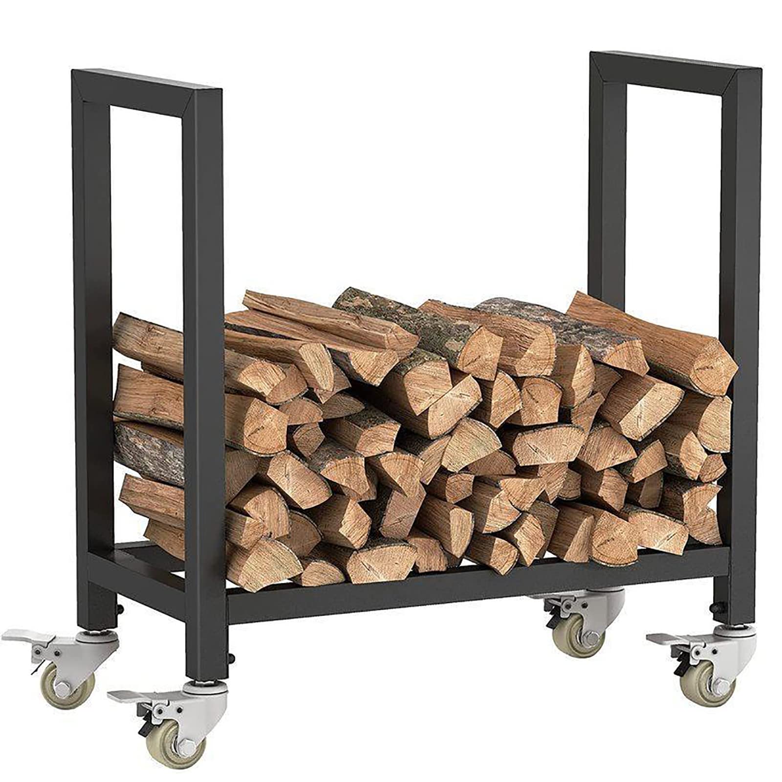 Support de rangement en métal à roulettes pour déplacer vos bûches