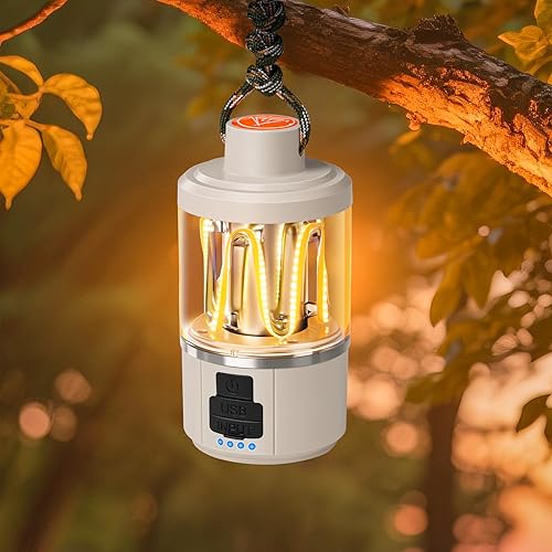 Luvan Linterna de camping recargable, luz de campamento con 4 modos, linterna LED, impermeable, batería de 1500 mAh, linterna para campamento,