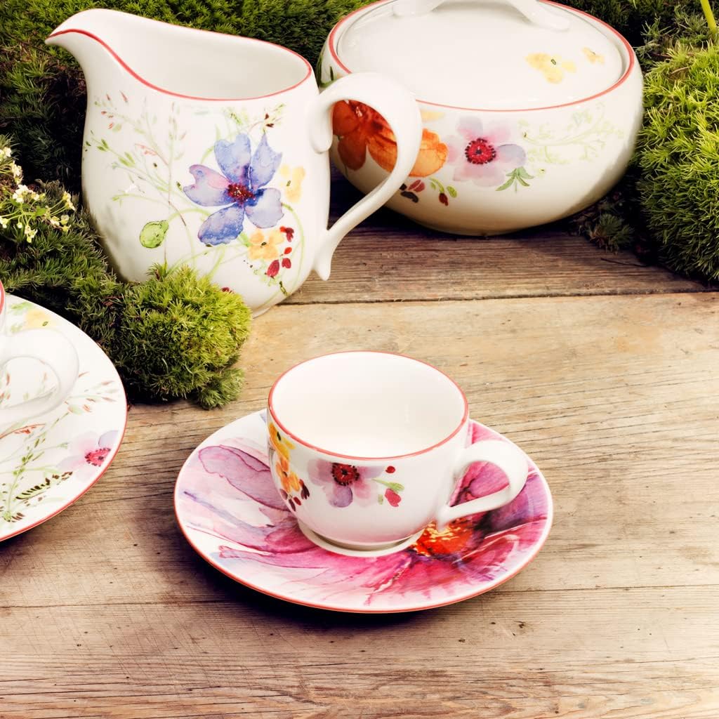 Villeroy & Boch Mariefleur Basic Espresso Cup, 2.75 oz, Premium Porcelain, White/Multicolored