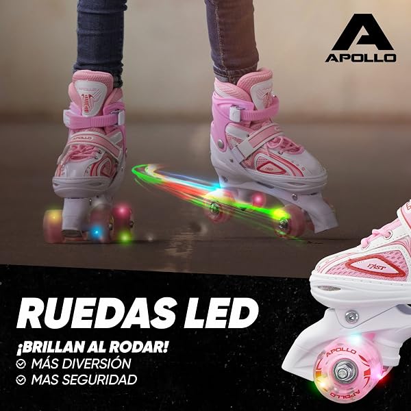 Apollo Patines 4 Ruedas Super Quad X Pro – Patines Quad para Niños y Adolescentes - Patines de Ruedas LED – Cómodos Patines Niña o Niño, Ideales para Principiantes - 3