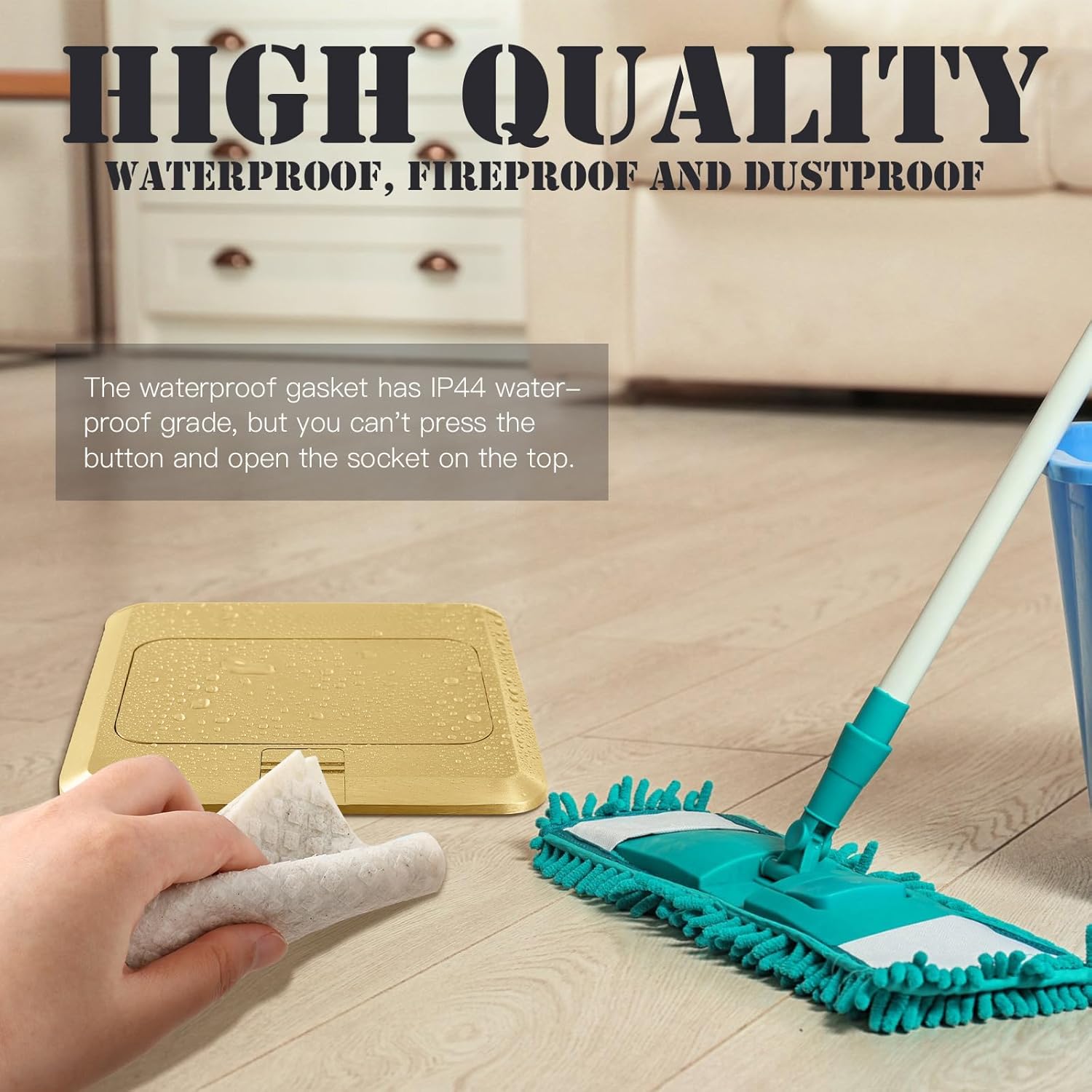 Hoolerry Pop up Floor Outlet Floor Kit Waterproof Electrical Outlet Cover Box with 4.8A USB A & Type C Charge and 20 Amp Tamper Resistant Plug Receptacle Box for Countertop Office Home (Gold)