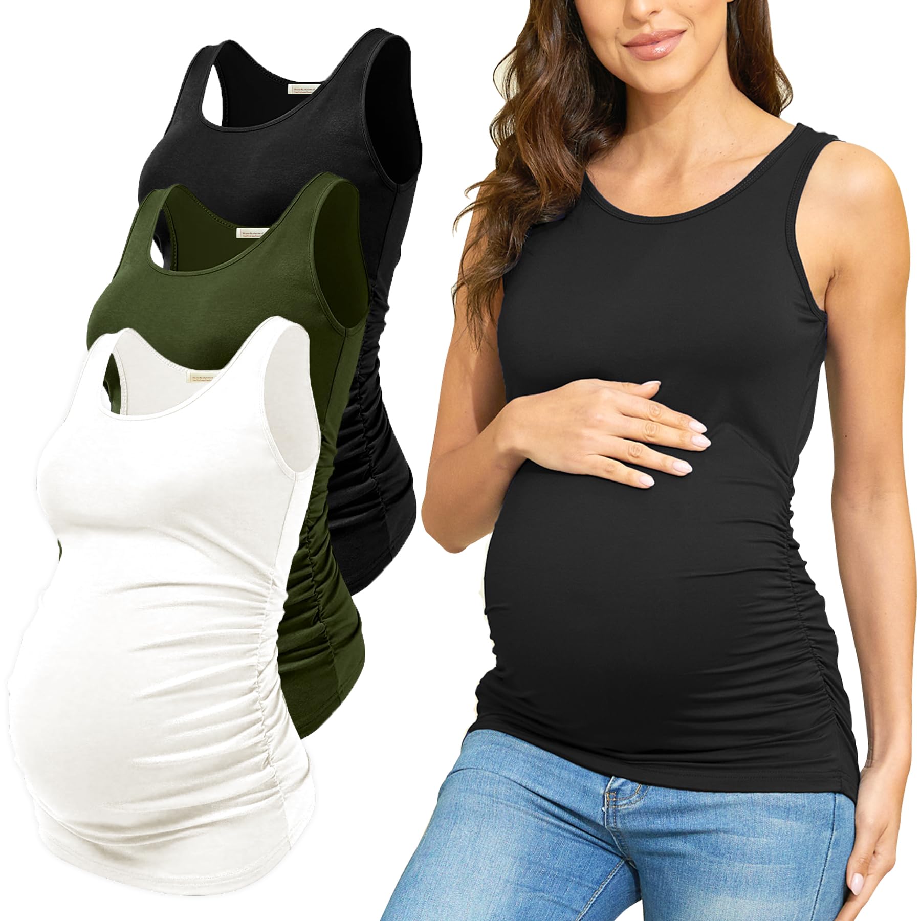 PARNIXS Estate Donna Premaman Canotta Comodo Senza Maniche Premaman Vestiti