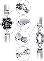 Vista 4 de Jetec -4 clips de chal de suéter vintage, estilo retro, para mujer, niña, clips de cárdigan camisa, broches de 4 estilos