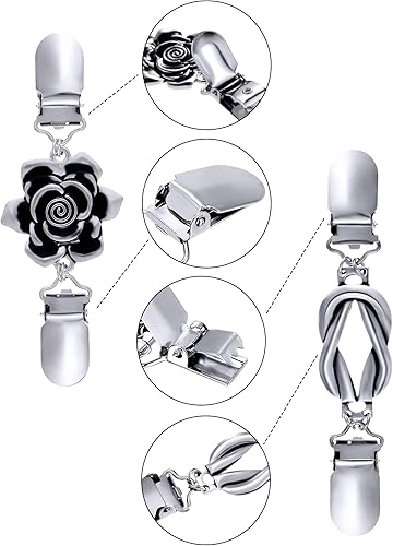 Vista 4 de Jetec -4 clips de chal de suéter vintage, estilo retro, para mujer, niña, clips de cárdigan camisa, broches de 4 estilos