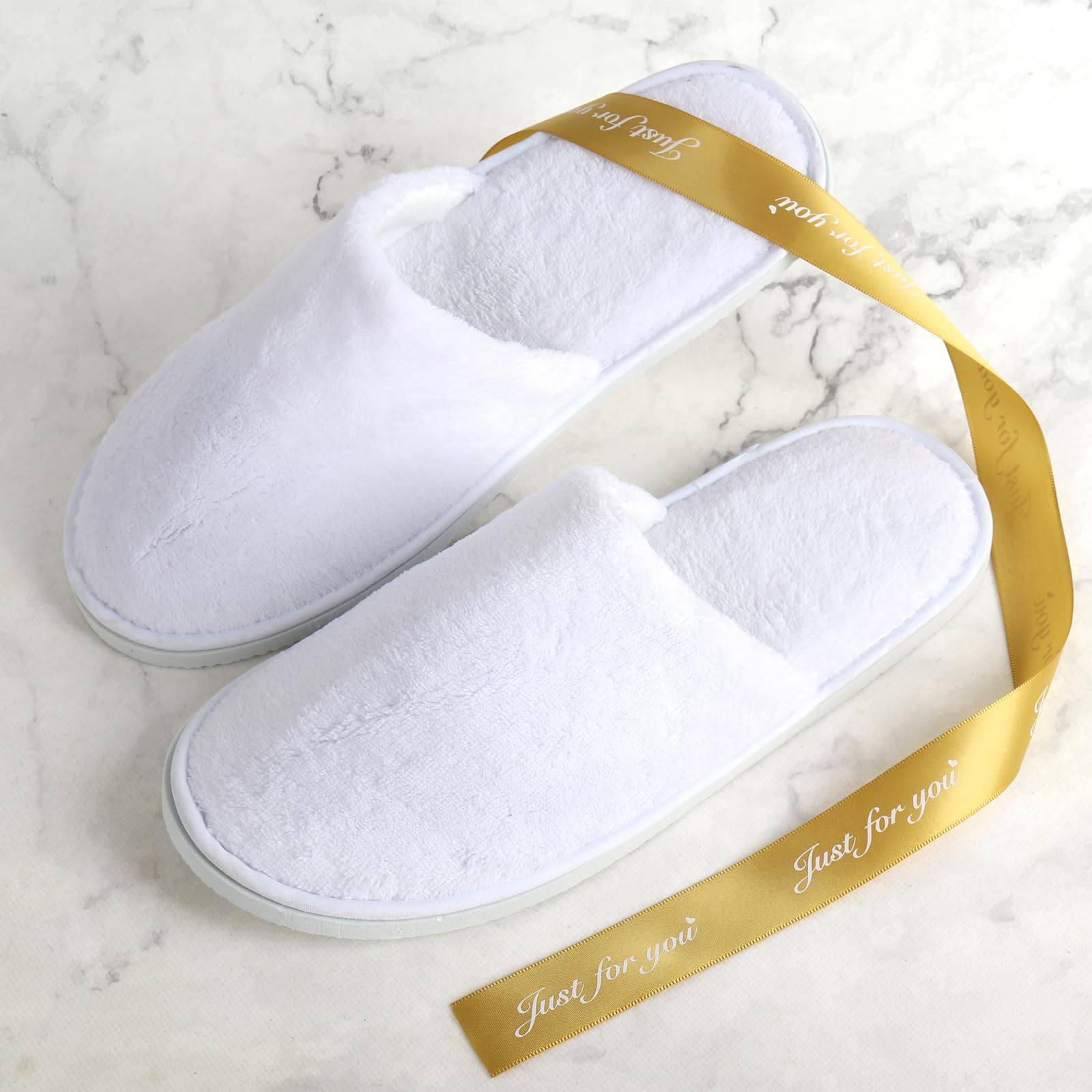 10 pantofole usa e getta, per hotel, unisex, per casa, viaggi, hotel o uso commerciale, bianco, Large Wide Women/Large Wide Men
