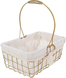 Wrought Iron Storage Basket with Creative Handle, Indoor Outdoor