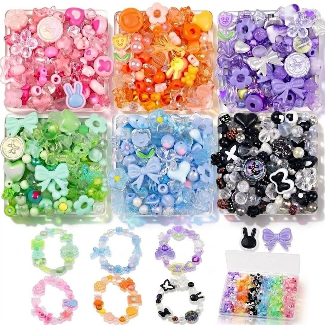 Beads for Bracelet Making, Mixed Shape Flower Star Heart Butterfly Candy Beads Kit (120g, 140-160pcs), Assorted Acrylic DIY Craft Beads Set for Adults Girls Kids | Vibrant Multi-Color Spacer Beads for Handmade Jewelry & Accessories-image-26
