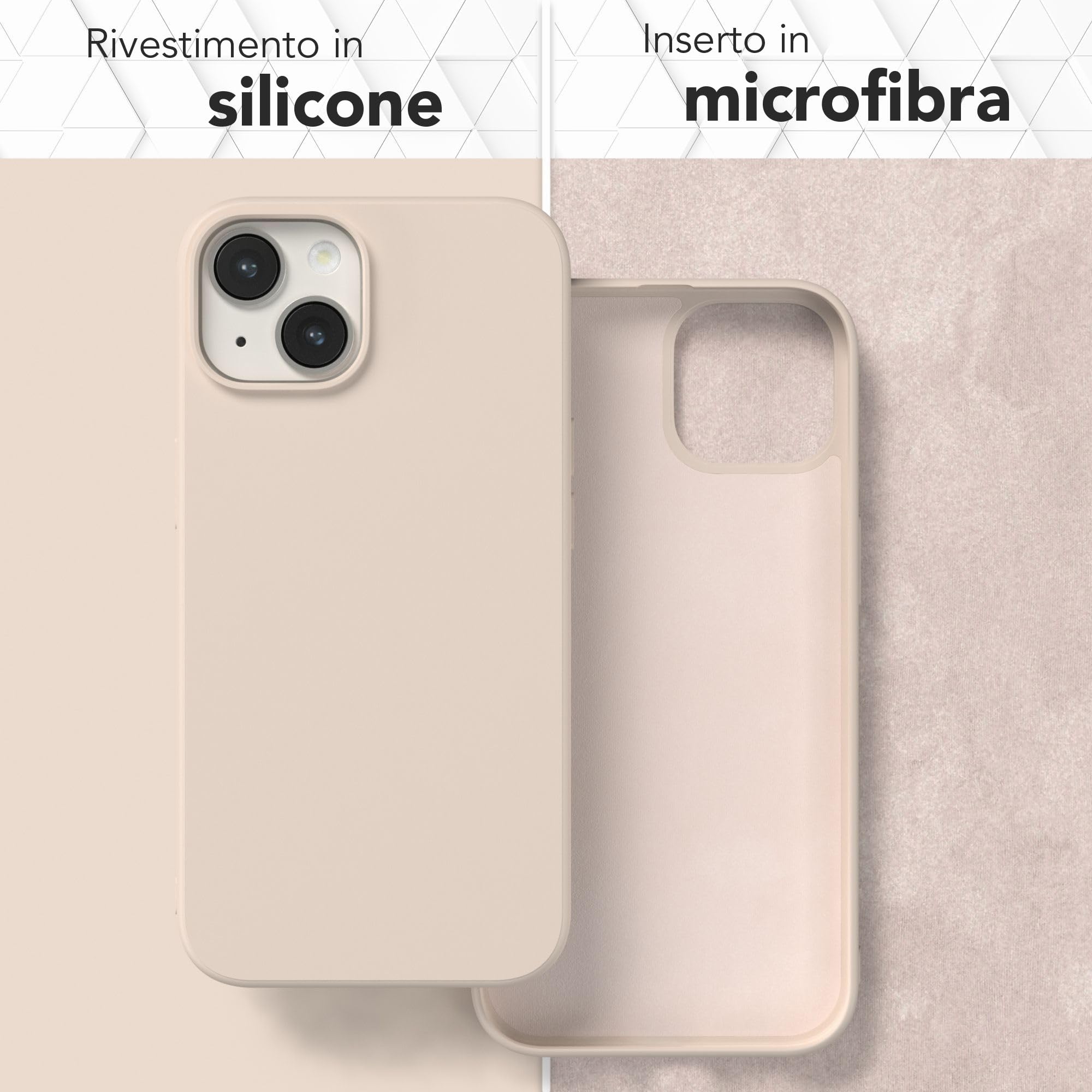 EAZY CASE - Custodia in silicone per iPhone 14 Custodia morbida protettiva con protezione della fotocamera Protezione sottile Premium Cover TPU Telefono Bumper in Beige