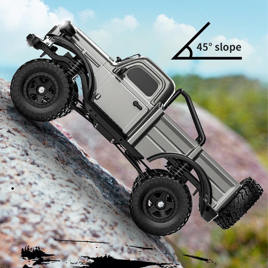 C8813 RC Rock Crawler Truck w skali 1/18 z oświetleniem LED, 2,4 GHz, 4 WD, 12 km/h, pickup RTR, pojazd terenowy, zdalnie sterowany samochód, prezent hobbystyczny dla dorosłych i hobbystów