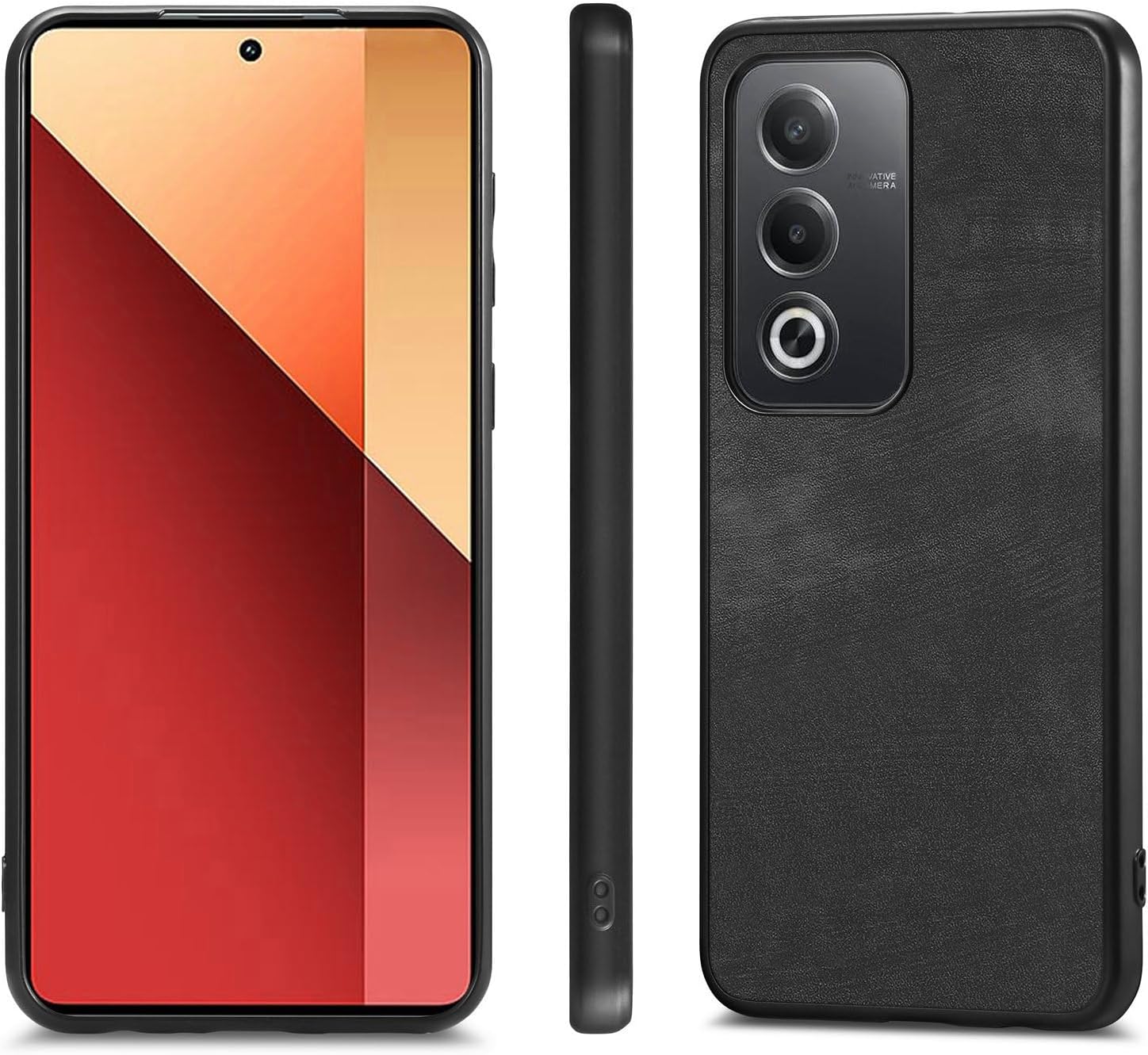 Case Compatible with Huawei Enjoy 50 MGA-AL00 Cover,Compatible with Huawei Nova Y70 Plus/Nova Y70 2 in 1 [PU+TPU] Lens Protection Anti-drop Black