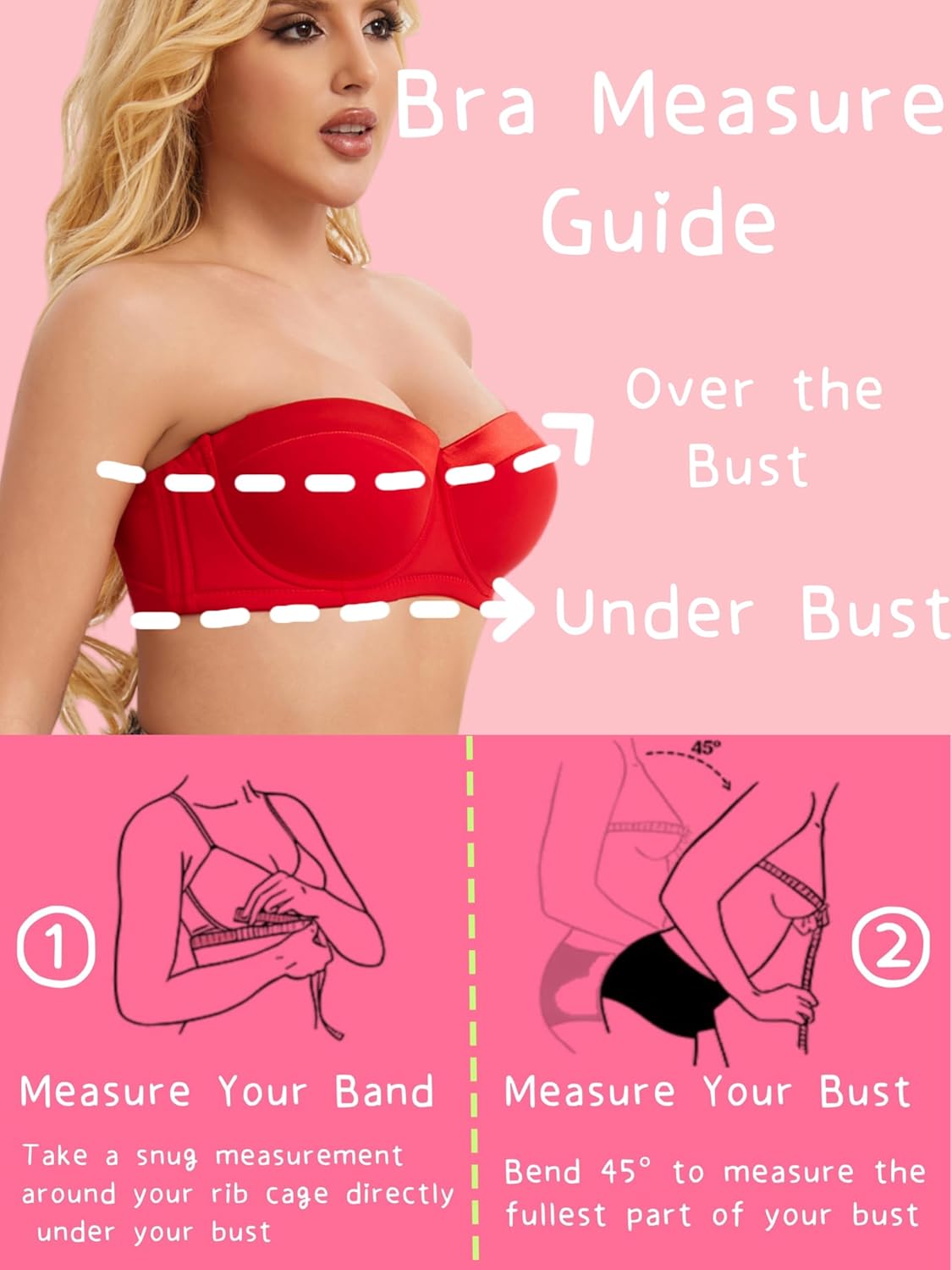 Women's Push up Strapless Bra Strapless Bra for Large Breasts with Clear Straps, Never Move On Party Cup B/C/D/DD/DDD/G - Image 5