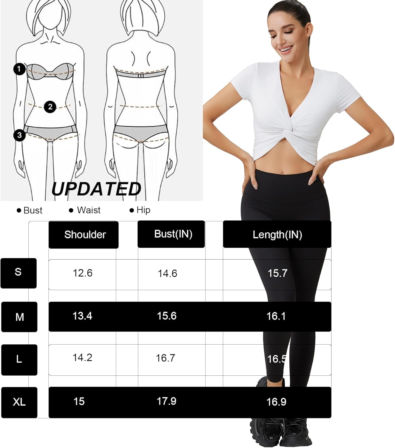 Move With You Women Workout Top Twist Front V Neck Short Sleeve Athletic Crop Top Stretchy Gym Shirt Athleisure Top