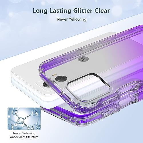 Miniatura 2 de Rosebono Compatible con Motorola Moto G Power 5G (2023) Moto G 5G (2023), funda protectora híbrida transparente de TPU suave degradado (morado)