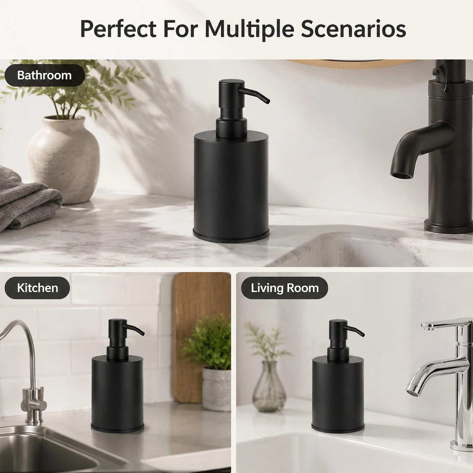 Dispensador de jabón,dispensador de jabón de acero inoxidable 304 de 400 ml | Dispenser di sapone da appoggio ricaricabile e antiruggine per bagno, cucina, casa e hotel