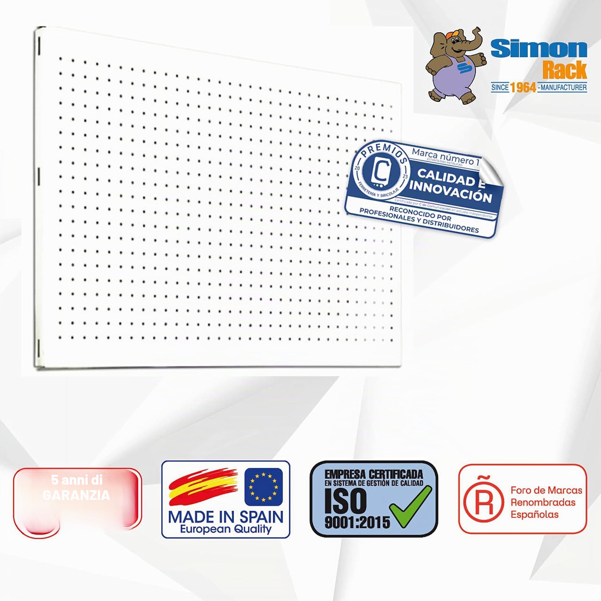 Simon Rack Pannello Porta Attrezzi da Parete, 1200x400 mm, Bianco - Simonwork