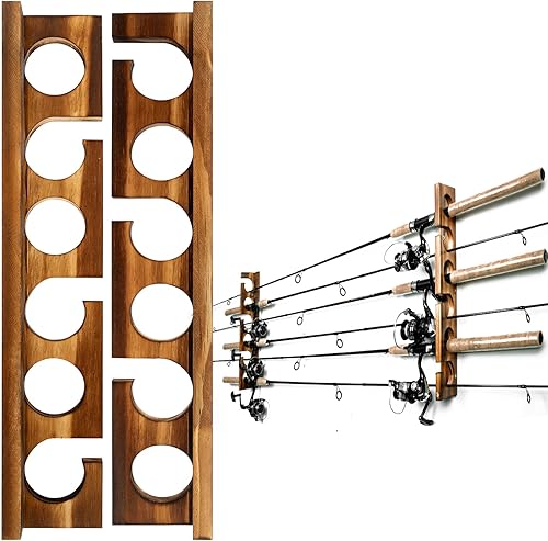 Vista 11 de Ghosthorn Sostiene hasta 12 cañas Soporte para cañas de pescar Montaje en pared o techo Soportes para cañas de pescar Organizador de almacenamiento