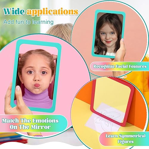 Miniatura 4 de 10 espejos pequeños para manualidades, preescolar, a prueba de roturas, espejo de plástico para niños, de 6 x 4 pulgadas, esquinas redondas,