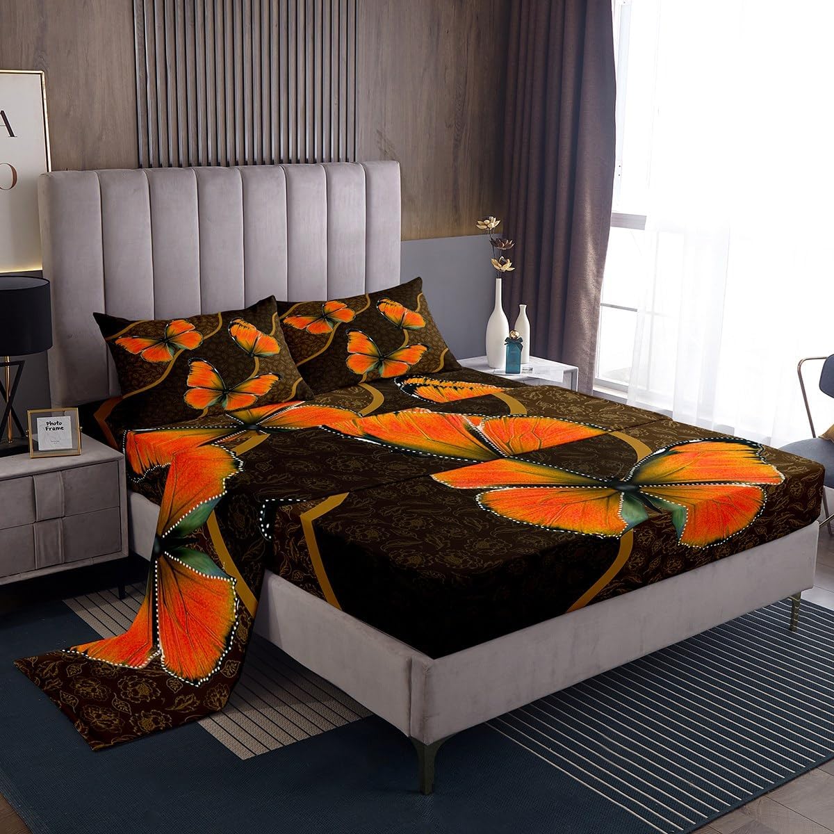 Feelyou Butterfly Sheet Set Queen Size Kids Butterflies Botanical