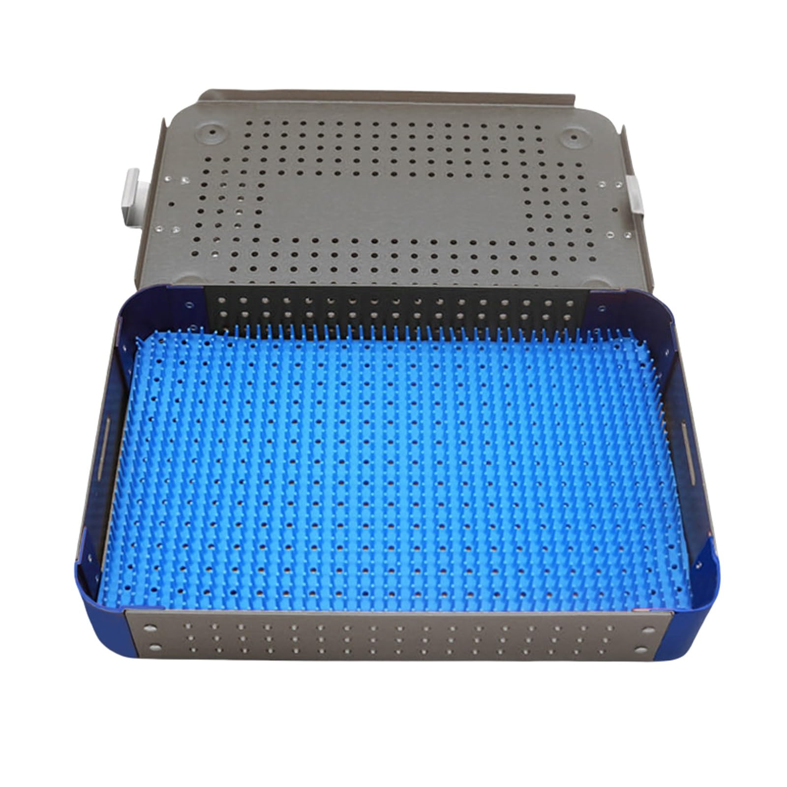 Caja de esterilización for instrumental quirúrgico,bandeja de aleación de aluminio con almohadillas de silicona,resistente a altas temperaturas y presiones,ideal for quirófanos de hospitales(Gray)