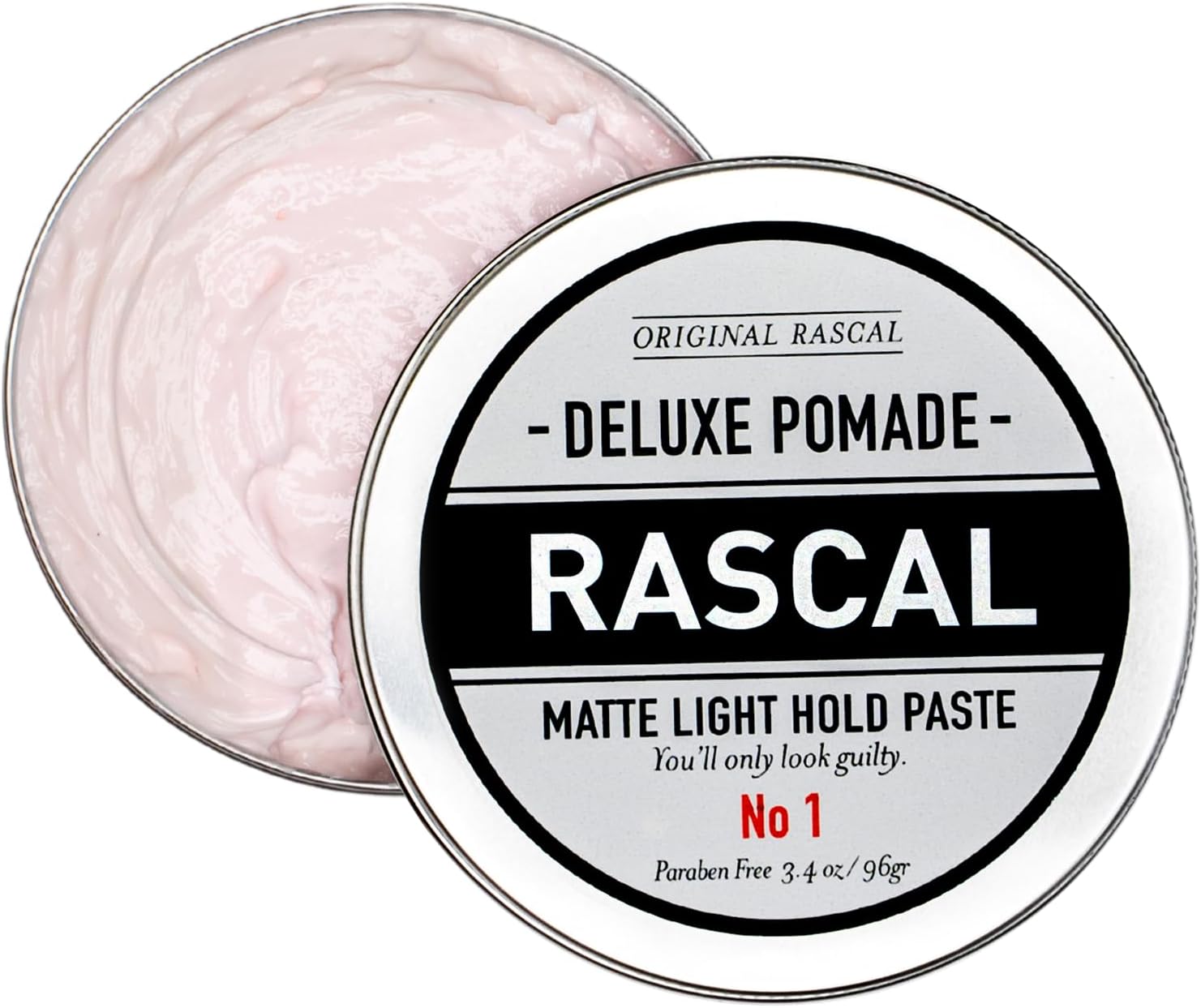 Original Rascal Deluxe Pomade for Men #1 - Matte Hair Paste with Light Hold & Shine - Men's Styling Dry Care Solution Product for All Hair Types - Natural Infused with Beeswax & Grapeseed Oil - 3.4 oz
