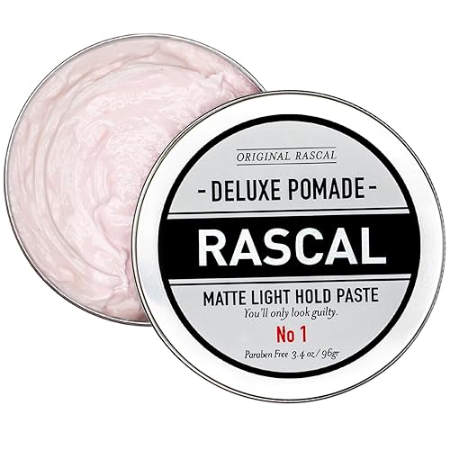 Rascal Pomada Deluxe #1 Pasta mate de bajo brillo para la luz Aceite de cera de abeja y semilla de uva, recipiente apto para la TSA (Pomada n. 1,