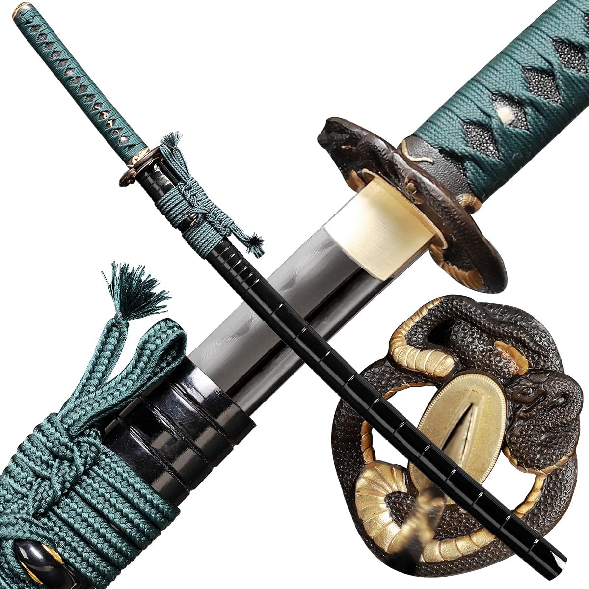 Handmade Katana Japanese Samurai Sword Clay Tempered Damascus Folded Steel Sword Real Razor Sharp Full Tang Katana