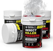 REPELEM Insect Killer Smoke Bombs | Flea Bomb, Fly Killer, Ant Killer, Bed Bug Killer & Spider Killer | Wasp, Silverfish, Carpet Moth & Carpet Beetle Fogger | Permethrin | 4 Pack