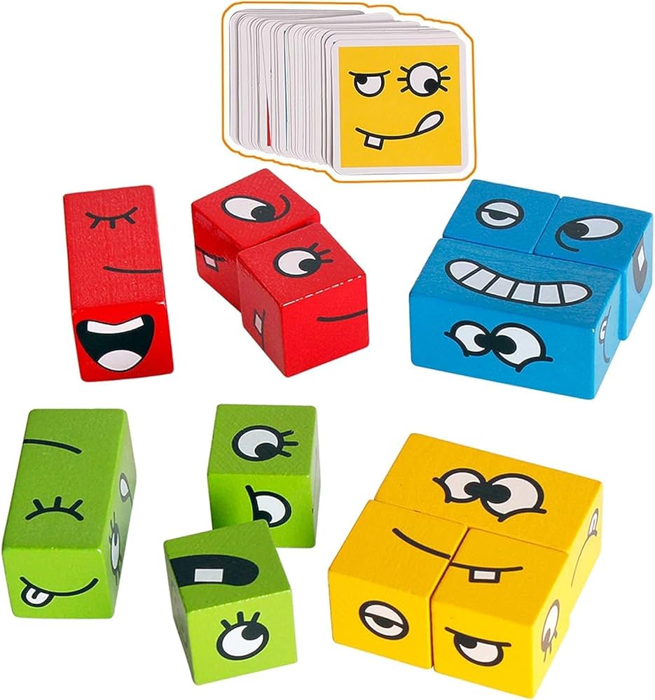 Buy GOPAD Emoji Block Matching Puzzle Game with 16 Cube for Kids, Parent-Child Board Games, Matching Expression Puzzle Toy Board Games for Family ...