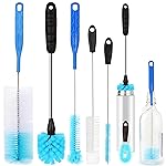 AnDocK 6 Pack Bottle Brush Narrow Neck Cleaning Set, Long Handle Stainless Steel Water Bottle Cleaner Brush for Washing Beer Bottle, Wine Decanter, Cup, Pipes Sinks, Straw, Cup Cover.