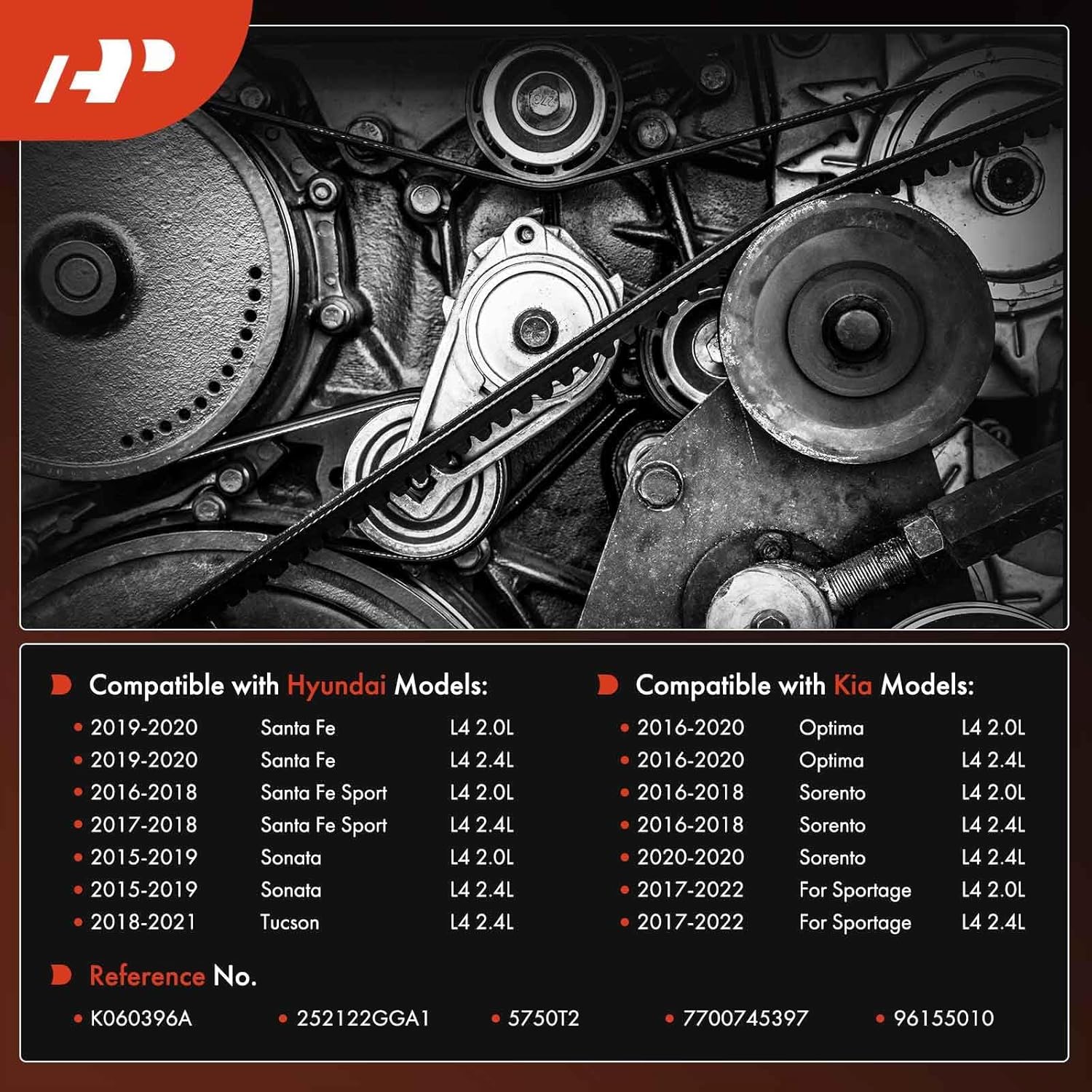 A-Premium 39.69 Inch 252122GGA1 Engine Serpentine Drive Belt Compatible with Hyundai Sonata 15-19, Santa Fe 19-20, Tucson 18-21 & Kia Optima 16-20, Sorento 16-18 20, Sportage 17-22