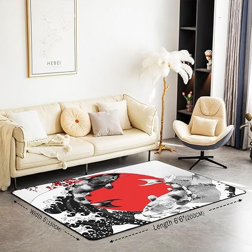 Miniatura 2 de Mount Fuji - Alfombra decorativa de 6 pies 6 pulgadas x 4 pies 11 pulgadas, para sala de estar o dormitorio, estilo japonés, alfombra temática de