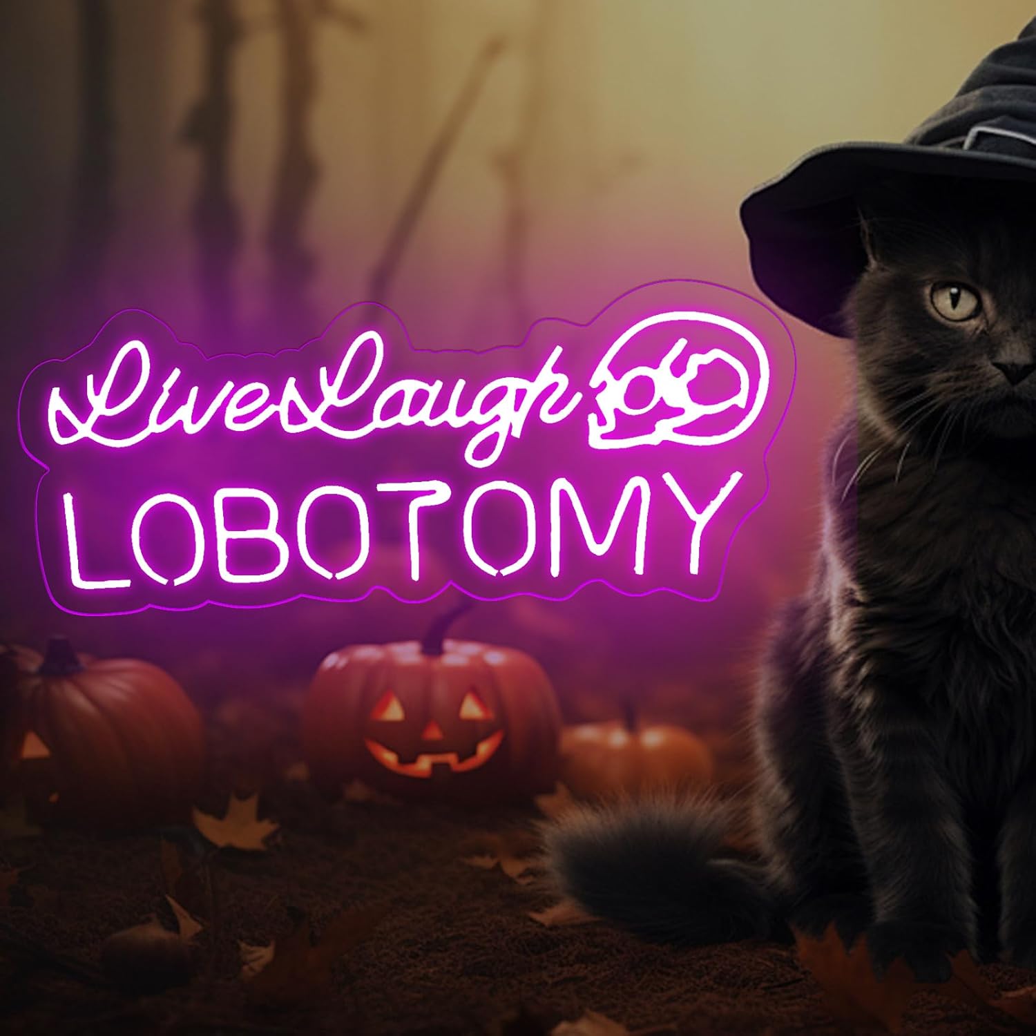 Live Laugh Lobotomy Neon Sign, Gothic Home Decor, Funny Led Neon Light Sign Halloween Yard Decor Event Sign Personalized Gift, Encouraging Light, Pink Led Light for Bedroom, Club