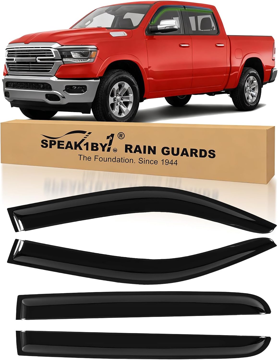 Rain Guards for Dodge Ram 1500 2019-2026 Crew Cab Window Visor Wind Deflectors Accessories Out-Channel 4PCS (for 19-26)