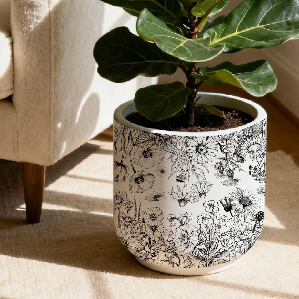 SUPERDANT 4PCS Wild Flowers Underglaze Paper Transfer Plants Transfer Paper for Clay Ceramic Porcelain Under Glaze Transfers for Pottery Enamel Decals Black Underglaze Decal Papers Handcrafted Gifts
