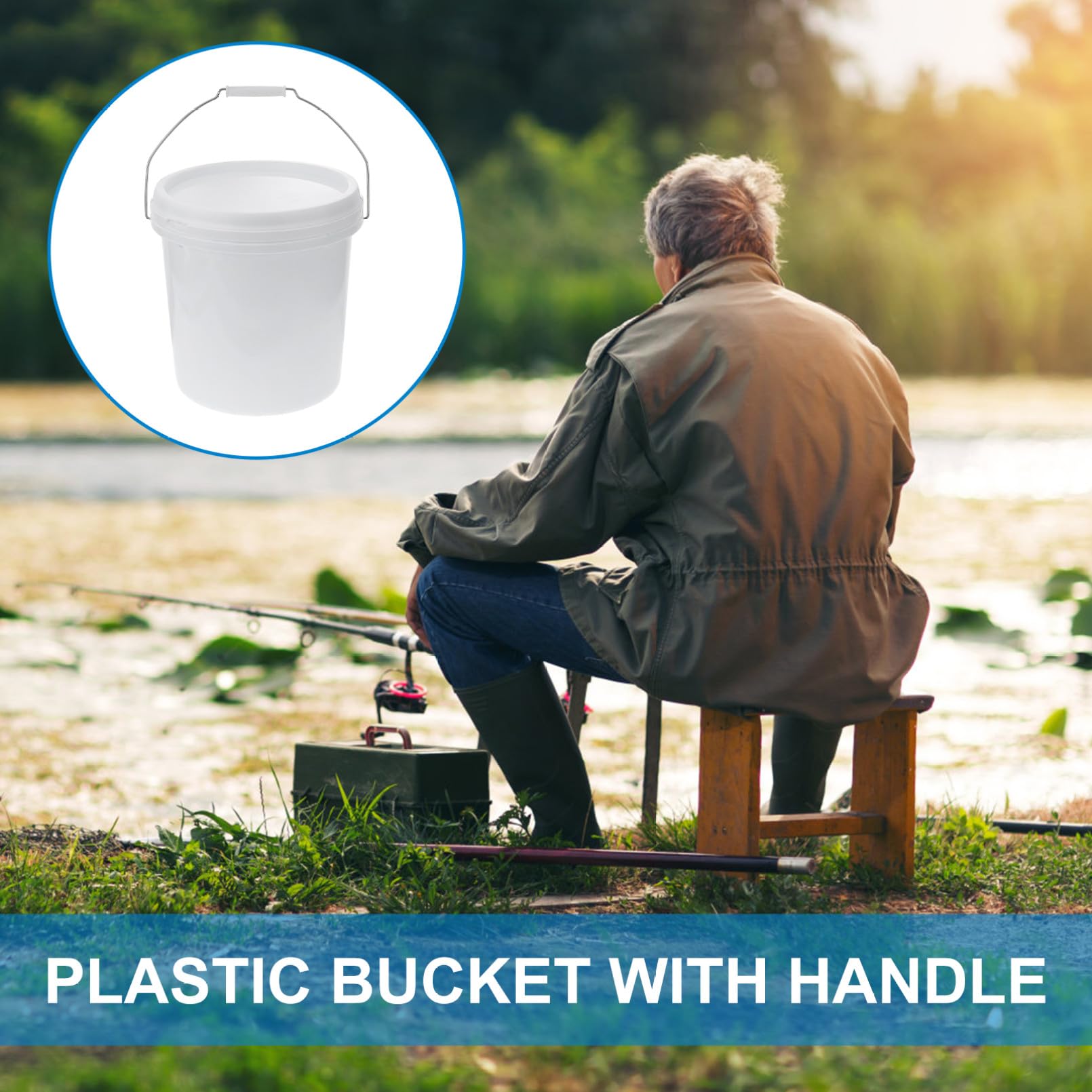 KOMBIUDA Seau Ménager pour Usage Domestique et Poignée Ergonomique et Peinture en Plastique Blanc 10l Couvercle Hermétique