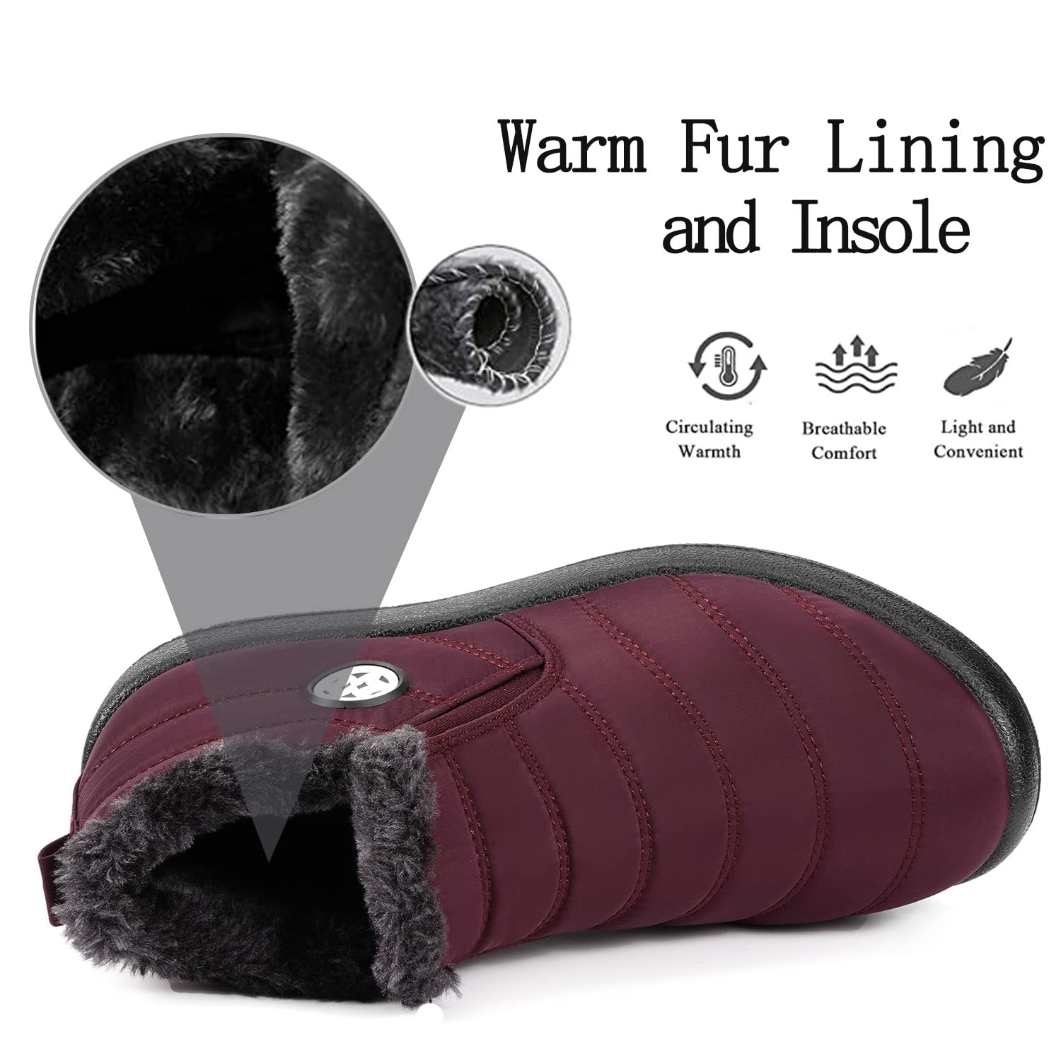 Gaatpot Stivali Donna Stivaletti Invernali Stivali da Neve Caldo Peluche Scarpe Impermeabili 36-43